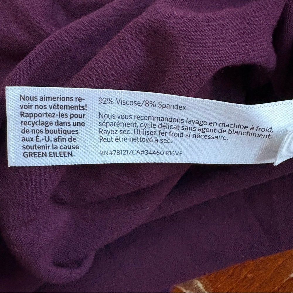 Eileen Fisher Burgundy Purple Long Sleeve Tunic Dress Top S/P Stretch Knit - Picture 5 of 5